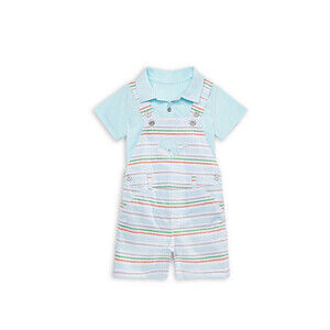 First Impressions Baby 2-Piece Cotton Blend Polo & Shortalls Set Size 6-9 M